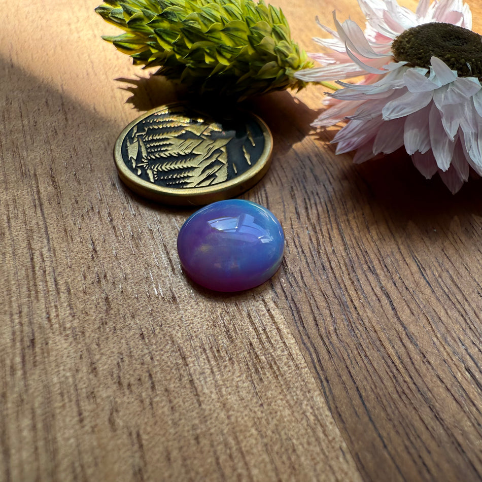 Aurora Opal Cabochon - approx. 11 x 11 x 3.7 mm