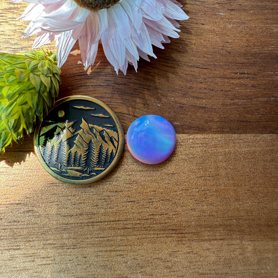 Aurora Opal Cabochon - approx. 11 x 11 x 3.4 mm