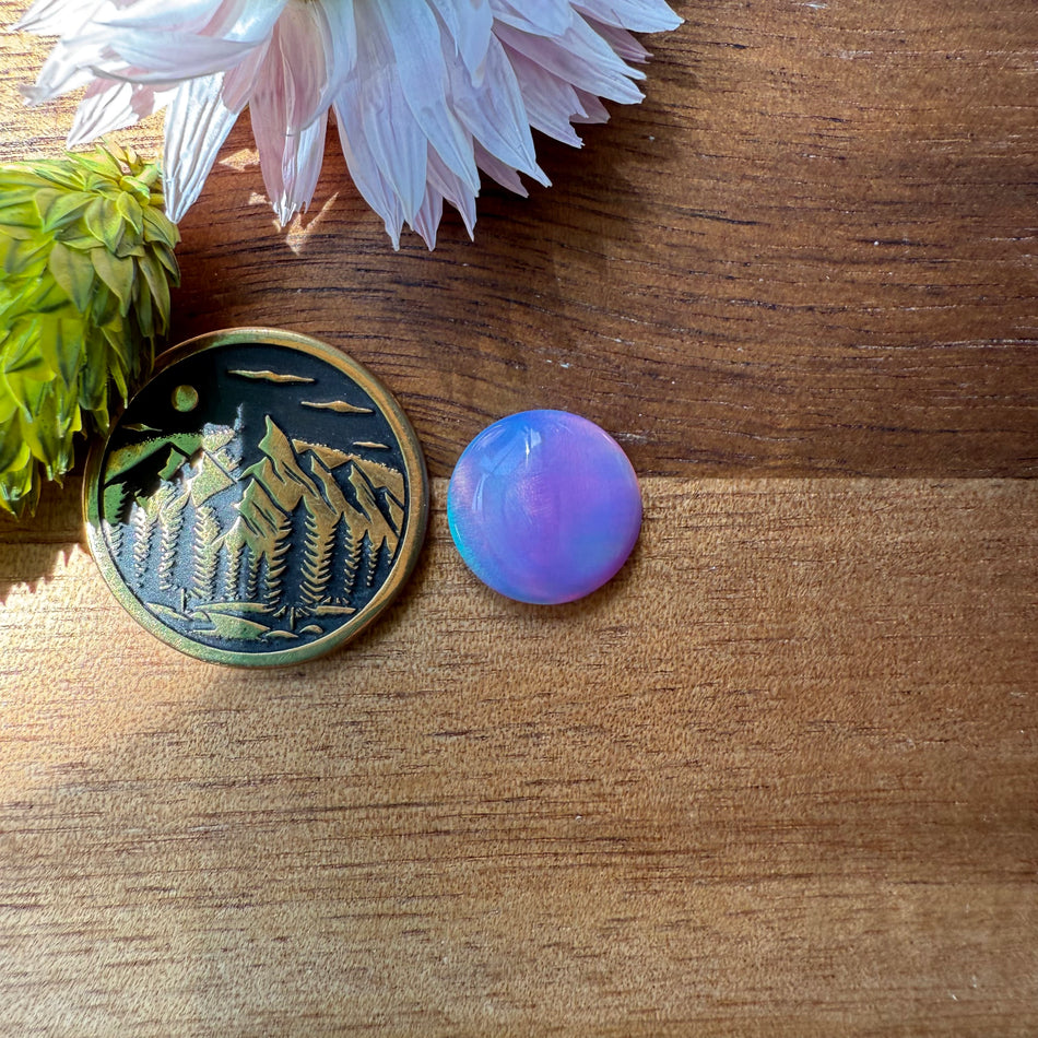 Aurora Opal Cabochon - approx. 11 x 11 x 3.8 mm