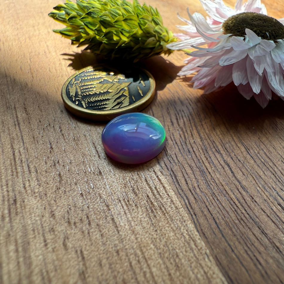 Aurora Opal Cabochon - approx. 11 x 11 x 3.8 mm