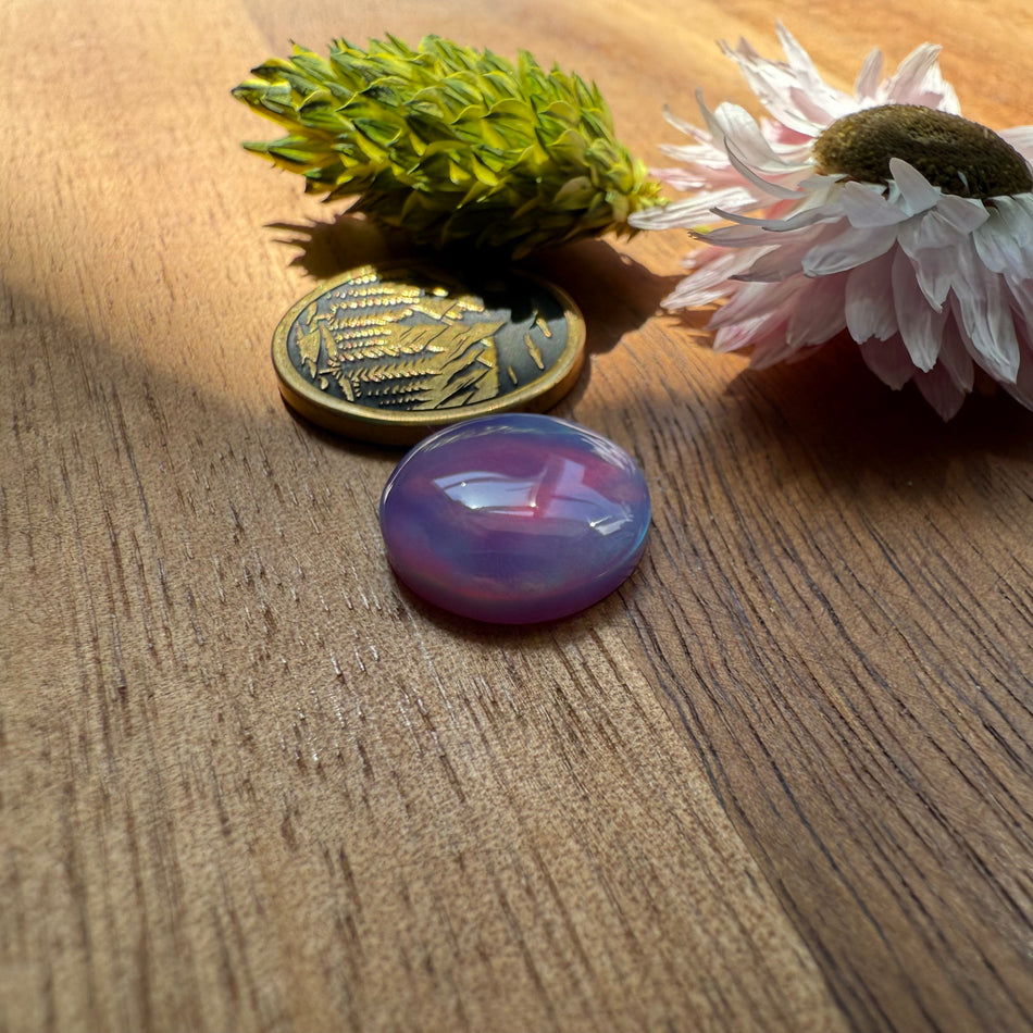 Aurora Opal Cabochon - approx. 14 x 14 x 3.7 mm