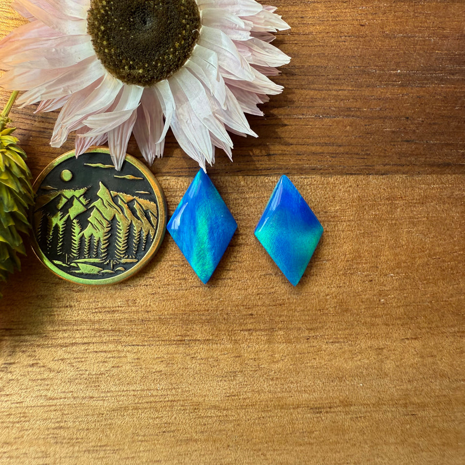 Aurora Opal Cabochon Pair - approx. 17 x 10 mm
