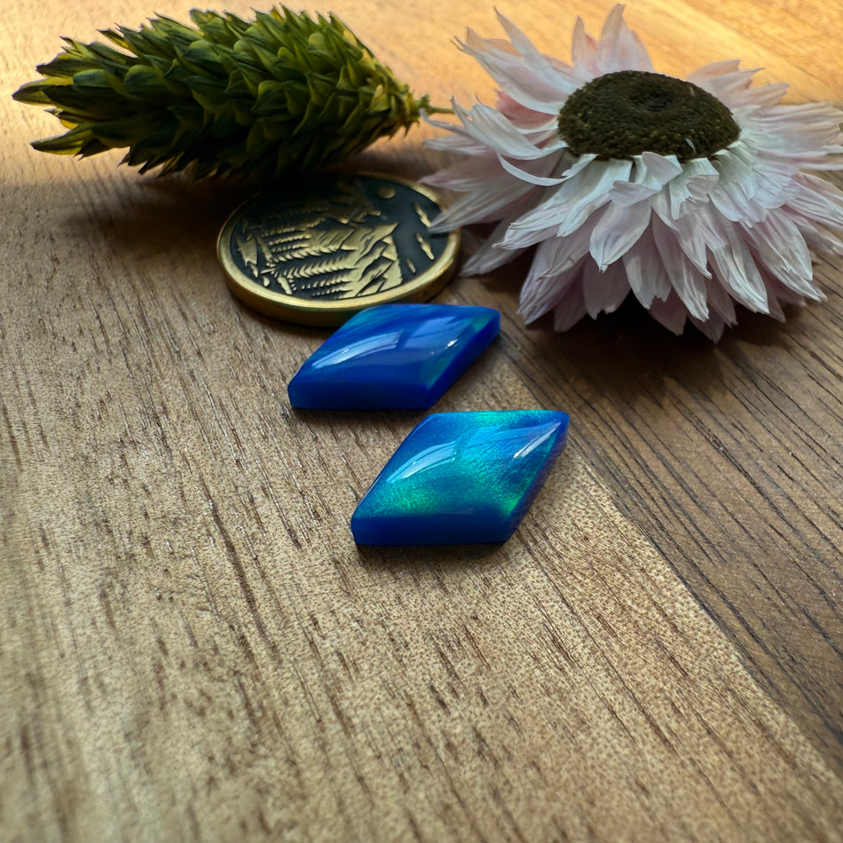 Aurora Opal Cabochon Pair - approx. 17 x 10 mm