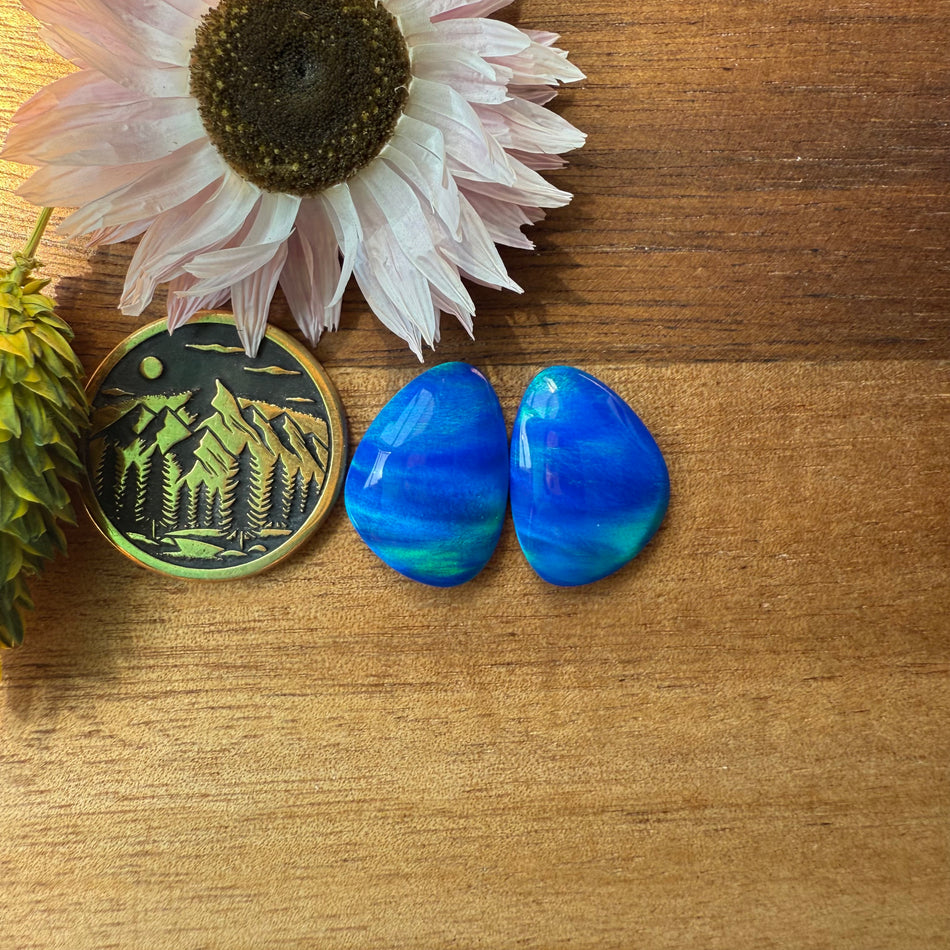 Aurora Opal Cabochon Pair - approx. 16 x 12 mm