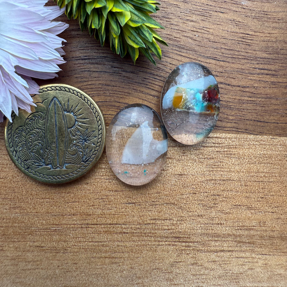 Gower Surfite Cabochon Set of 2 - approx. 16 x 12 mm