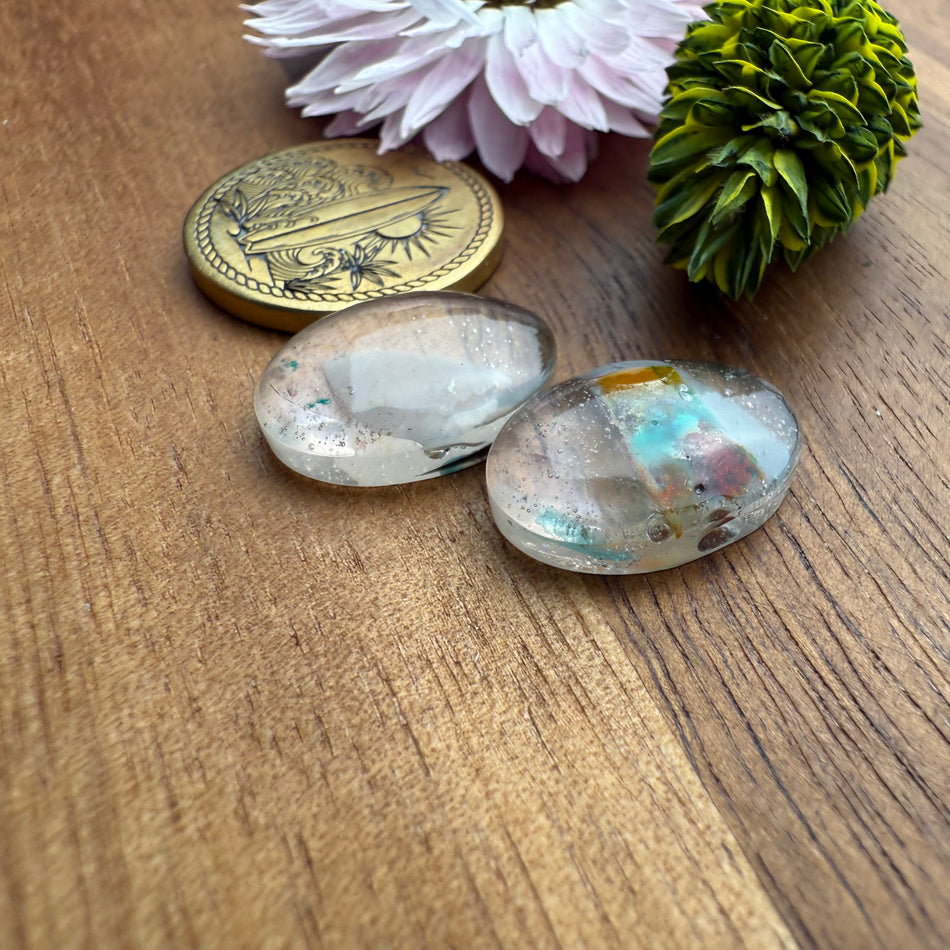 Gower Surfite Cabochon Set of 2 - approx. 16 x 12 mm