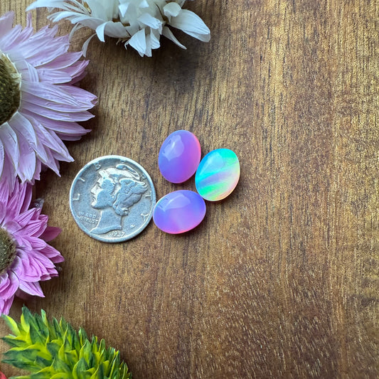 Aurora Opal Cabochon Set of 3 - approx. 11 x 8 mm