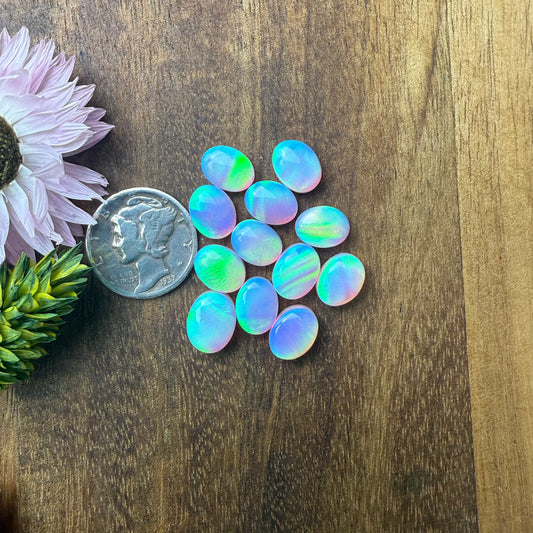 Aurora Opal Cabochon Set of 12 - approx. 9 x 7 mm