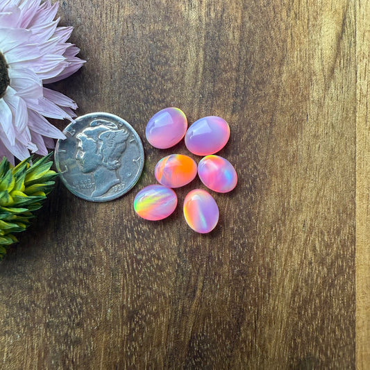 Aurora Opal Cabochon Set of 6 - approx. 9 x 7 mm