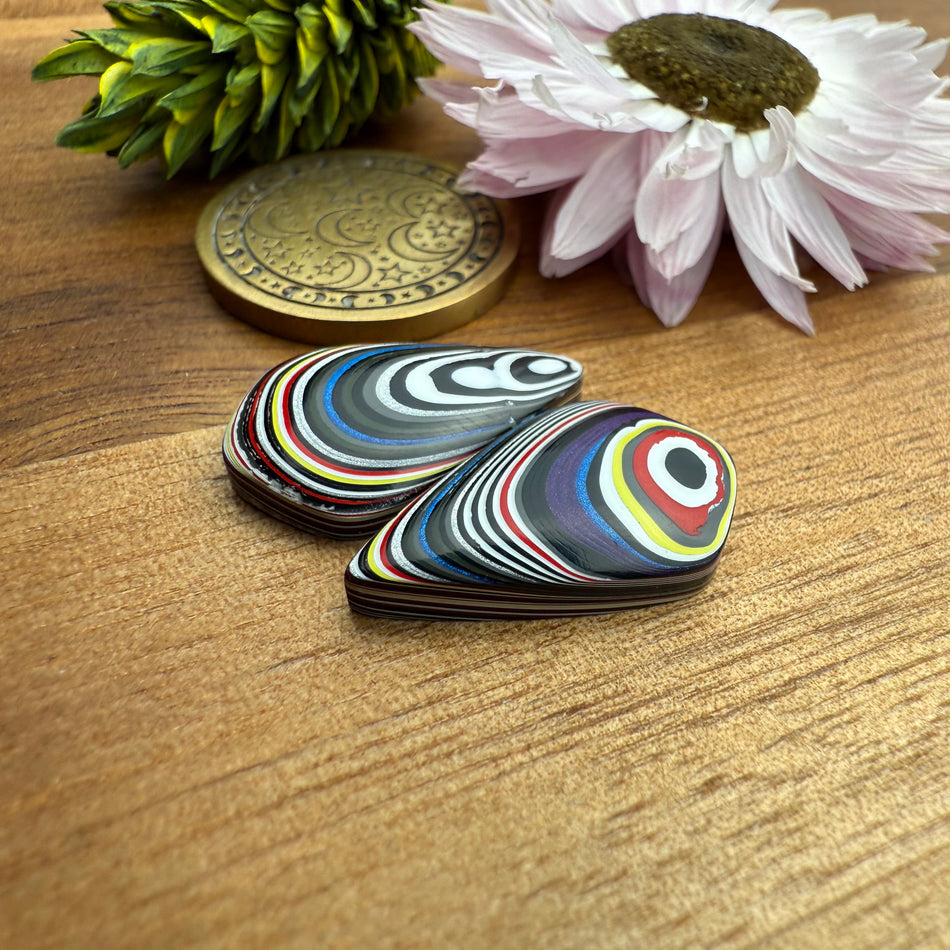 Fordite Cabochon Set of 2 - approx. 19 x 12 mm