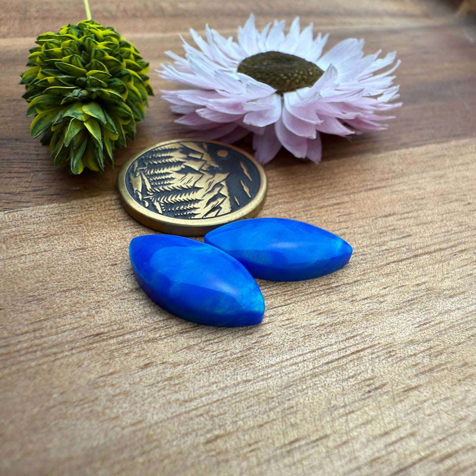 Aurora Opal Cabochon Pair - approx. 18 x 8 mm