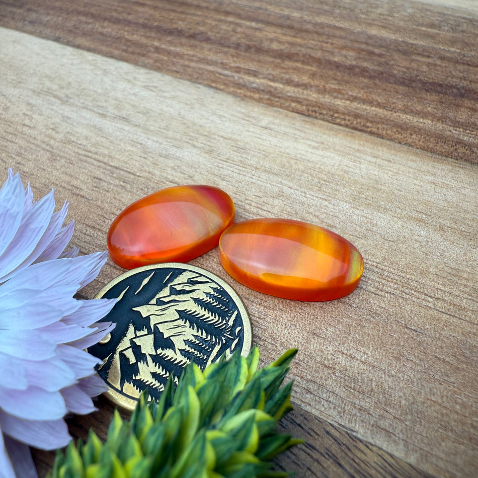 Aurora Opal Cabochon Pair - approx. 19 x 12 mm