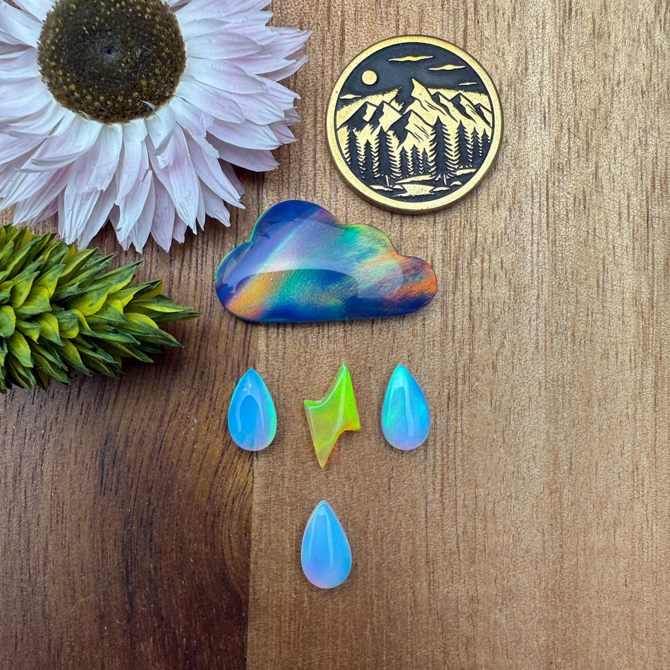 Aurora Opal Cabochon Set of 5 - Mixed Size