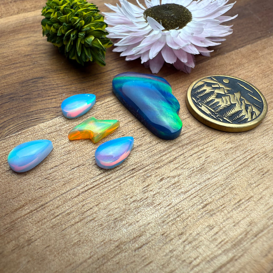 Aurora Opal Cabochon Set of 5 - Mixed Size