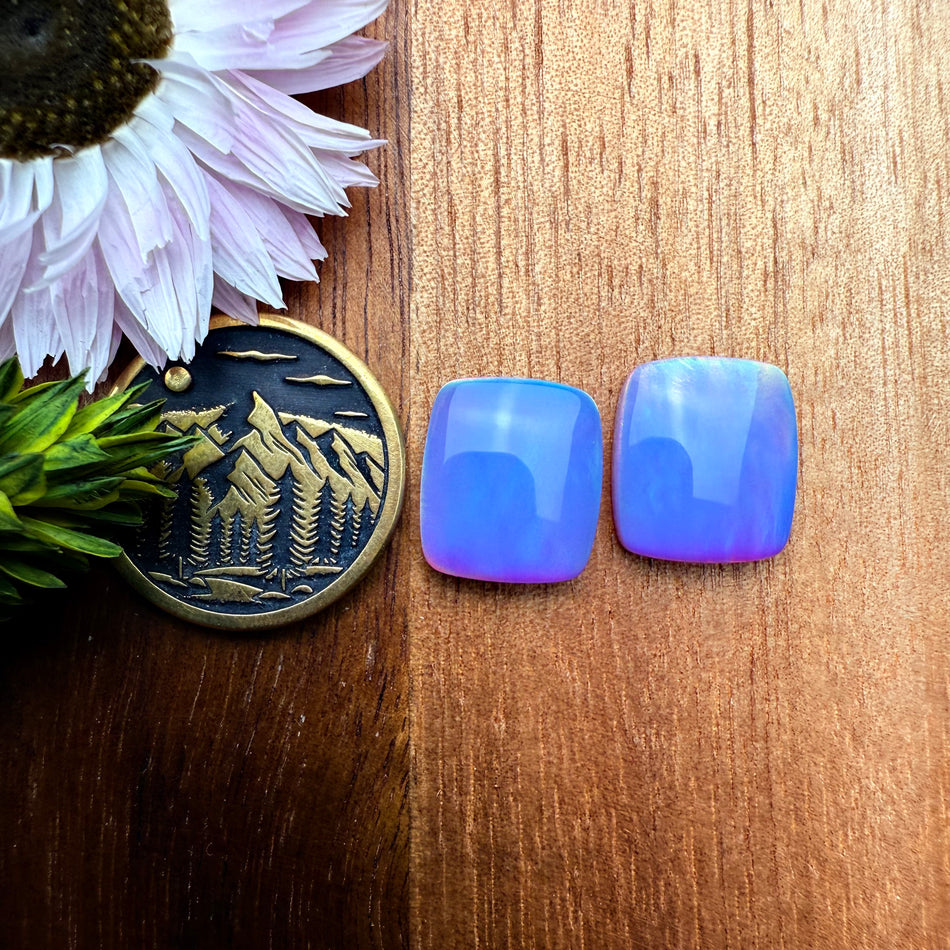 Aurora Opal Cabochon Pair - approx. 13 x 11 mm