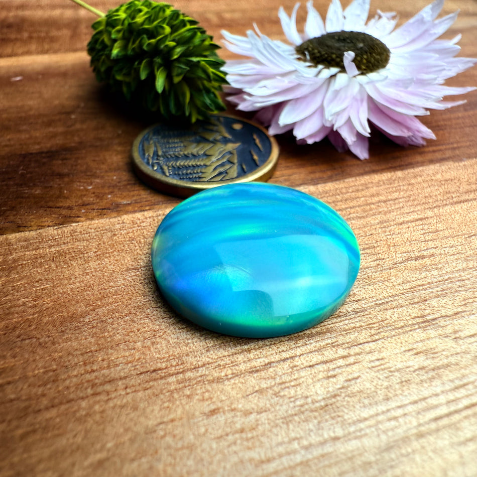 Aurora Opal Cabochon - approx. 21 x 21 x 4.5 mm