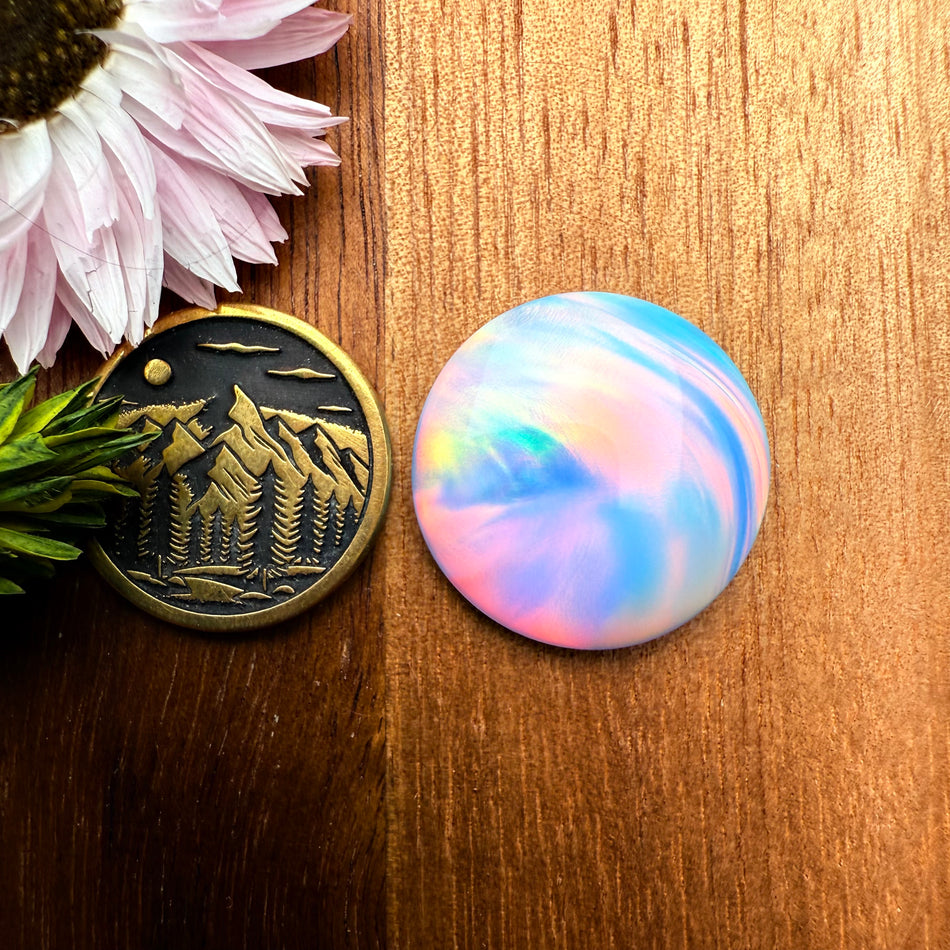 Aurora Opal Cabochon - approx. 21 x 21 x 5.1 mm