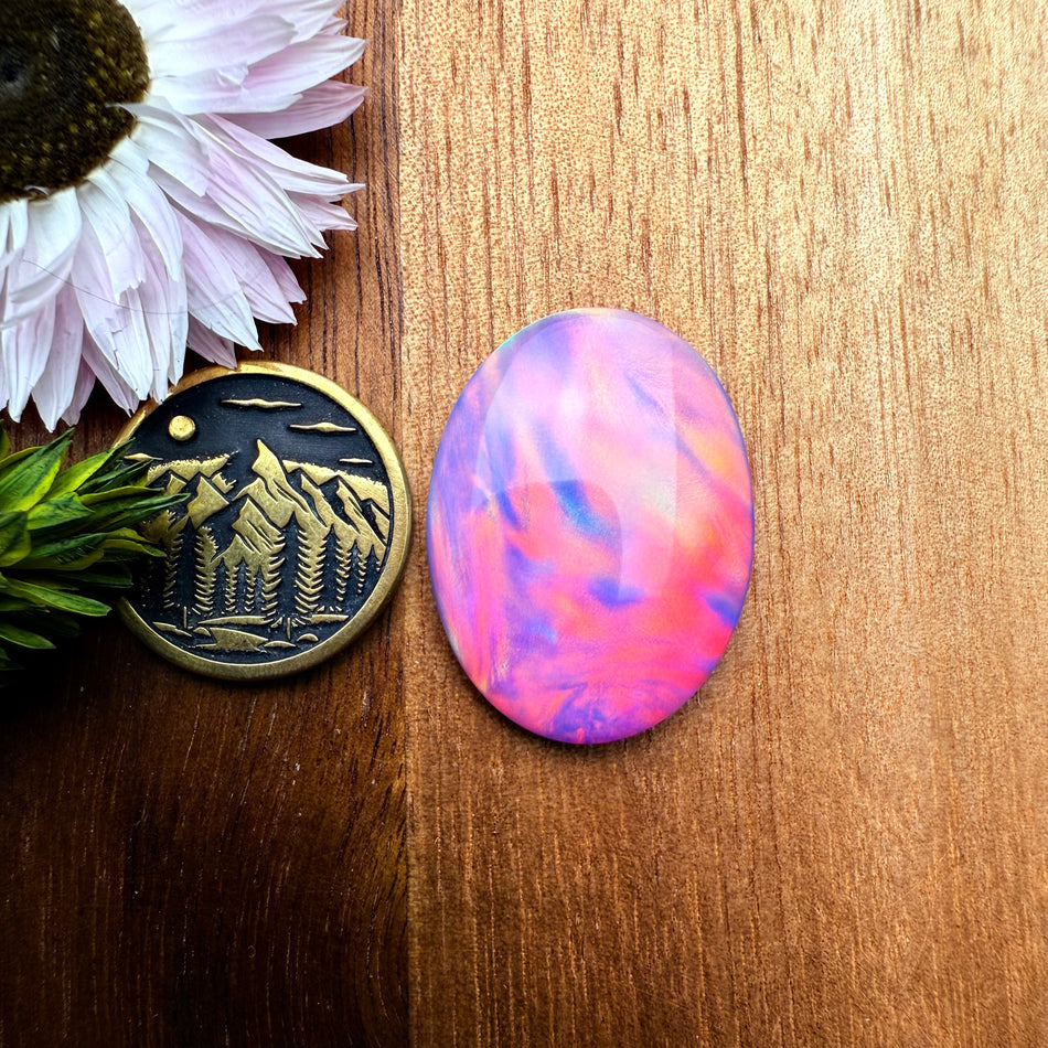 Aurora Opal Cabochon - approx. 27 x 20 x 4.9 mm