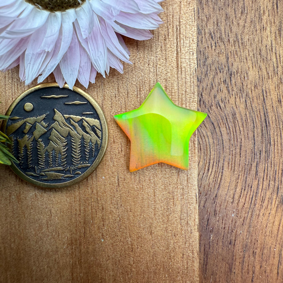 Aurora Opal Cabochon - approx. 17 x 16 x 3.5 mm