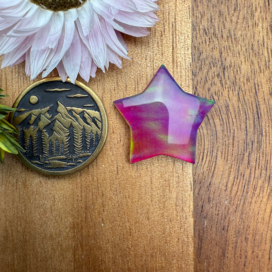 Aurora Opal Cabochon - approx. 20 x 21 x 3.9 mm