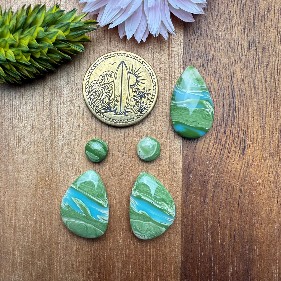 Californian Surfite Cabochon Set of 5 - Mixed Size