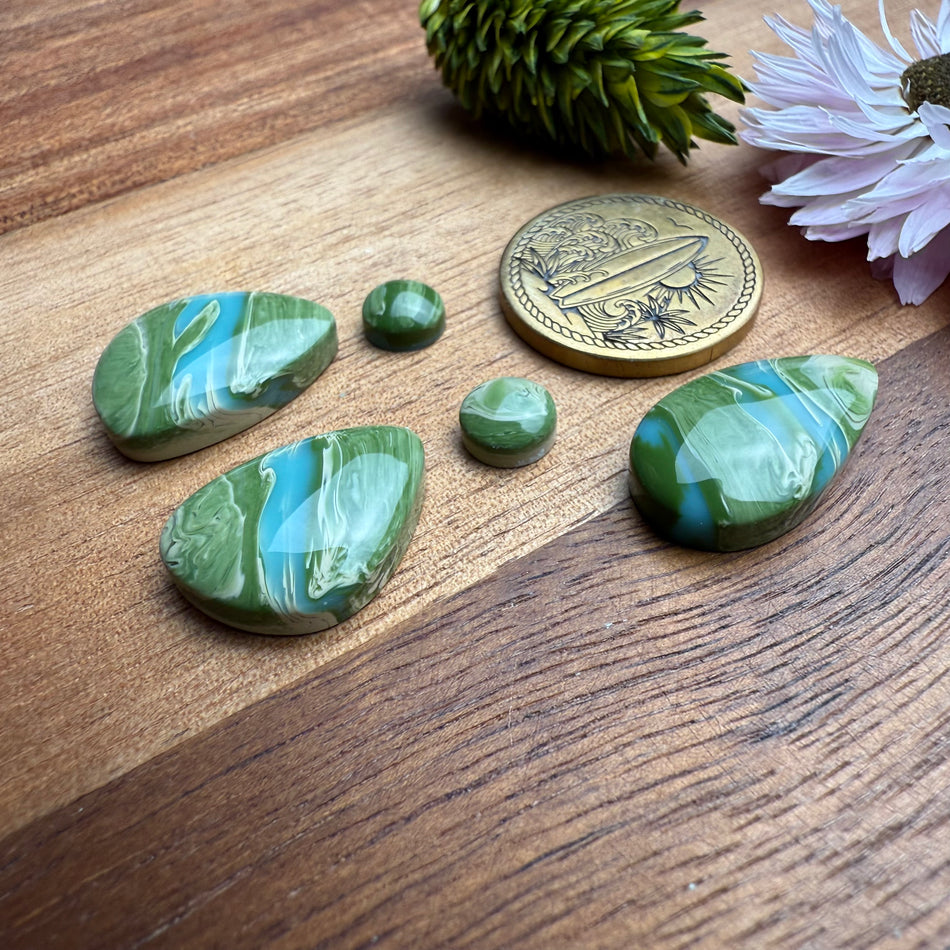 Californian Surfite Cabochon Set of 5 - Mixed Size