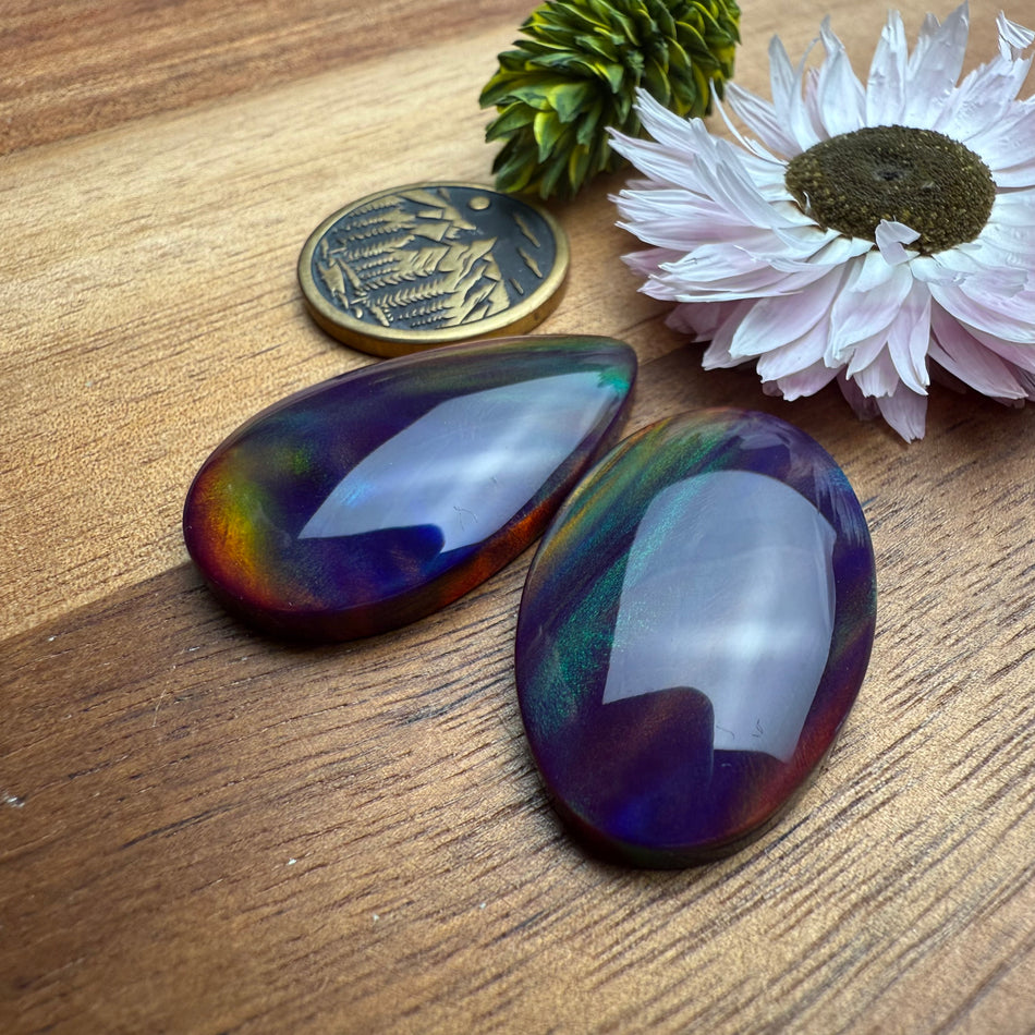 Aurora Opal Cabochon Set of 2 - Mixed Size