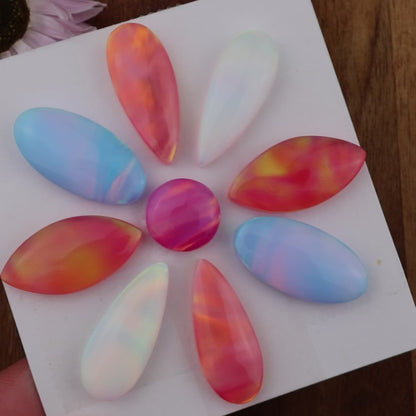 Aurora Opal Cabochon Set of 9 - Mixed Size