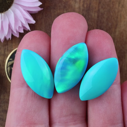 Aurora Opal Cabochon Set of 3 - approx. 22 x 11 mm