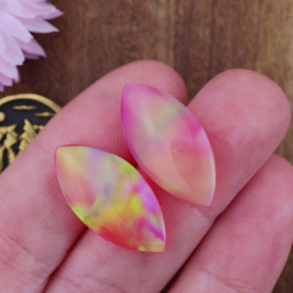 Aurora Opal Cabochon Set of 2 - approx. 22 x 11 mm
